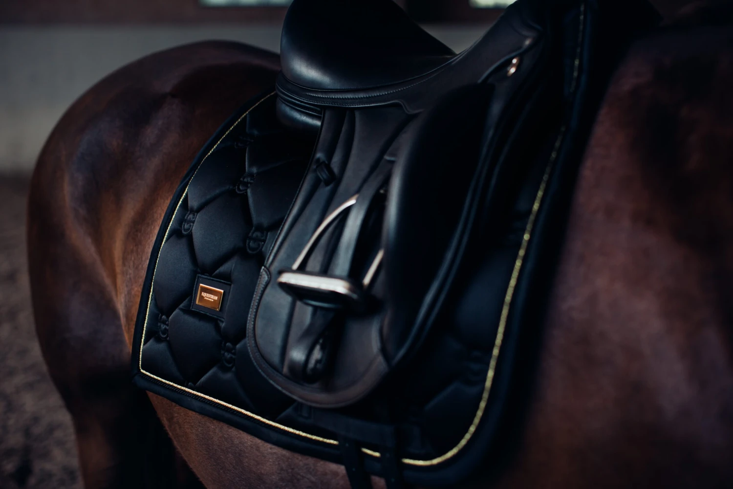 Equestrian Stockholm Dressage Saddle Pad Black Gold 4 Equestrian Stockholm Dressage Saddle Pad Black Gold - Image 2