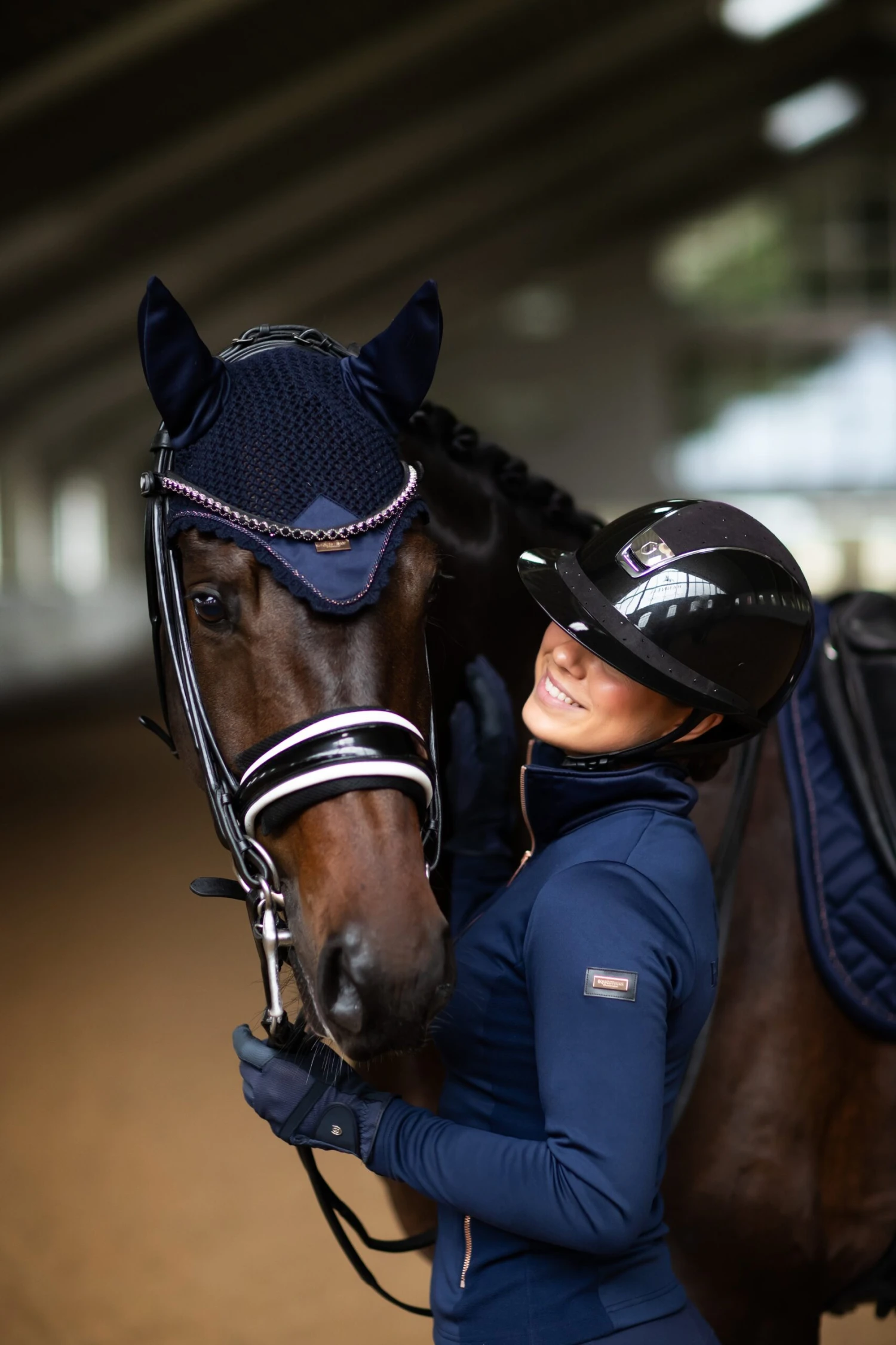 Equestrian Stockholm Modern Ear Bonnet Lagoon Blush 3 Equestrian Stockholm Modern Ear Bonnet Lagoon Blush