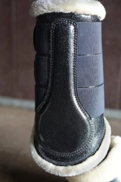 SD Design Hollywood Glamorous Fleece Brushing Boots Dark Shadow -Equestrian Supply Store O 290 SD Hollywood Glamorous dressage boots. Dark Shadow Glitz6 2
