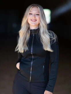 Equestrian Stockholm Fleece Jacket All Black Glimmer 9 Equestrian Stockholm Fleece Jacket All Black Glimmer -Equestrian Supply Store black glimmer riding jacket ridjacka reitjacke rij jas hov