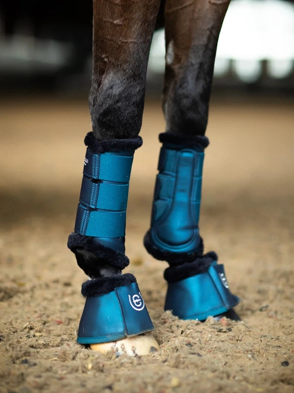 Equestrian Stockholm Fleece Bell Boots Blue Meadow 4 Equestrian Stockholm Fleece Bell Boots Blue Meadow - Image 2