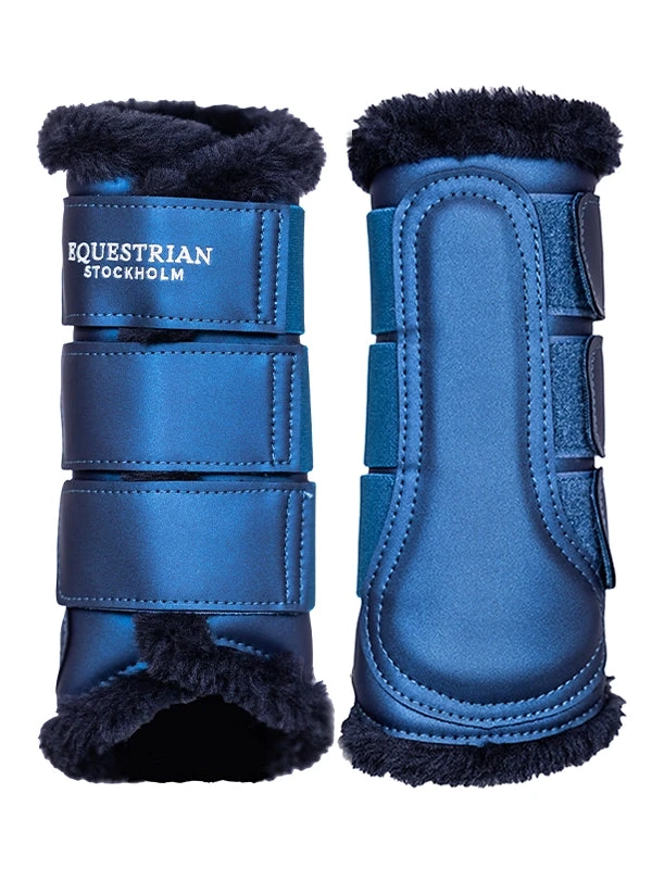 Equestrian Stockholm Fleece Brushing Boots Blue Meadow 4 Equestrian Stockholm Fleece Brushing Boots Blue Meadow - Image 2