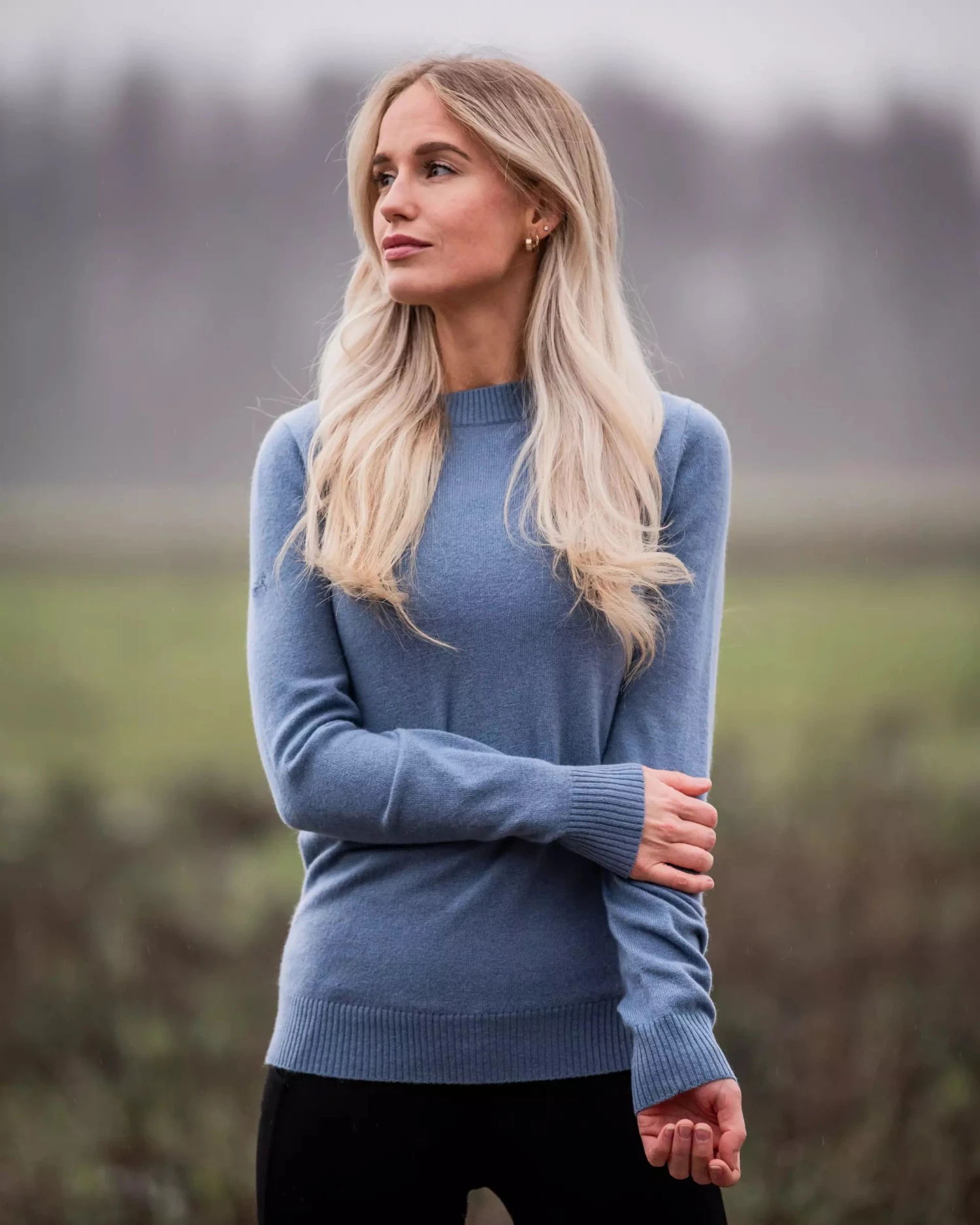 Fager Charlie Cashmere & Merino Wool Sweater Stone Blue 4 Fager Charlie Cashmere & Merino Wool Sweater Stone Blue - Image 2