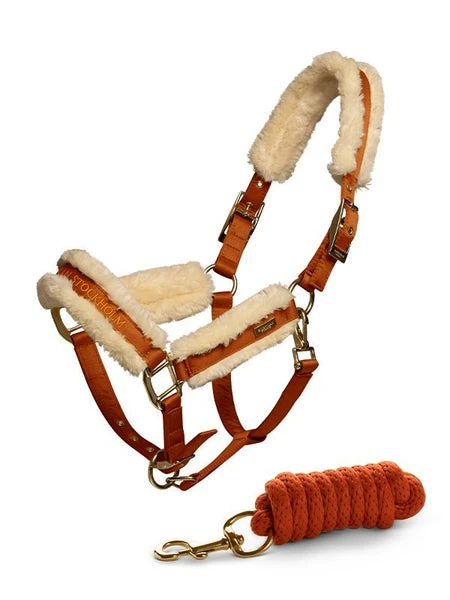 Equestrian Stockholm Fleece Headcollar & Lead Bronze Gold 3 Equestrian Stockholm Fleece Headcollar & Lead Bronze Gold