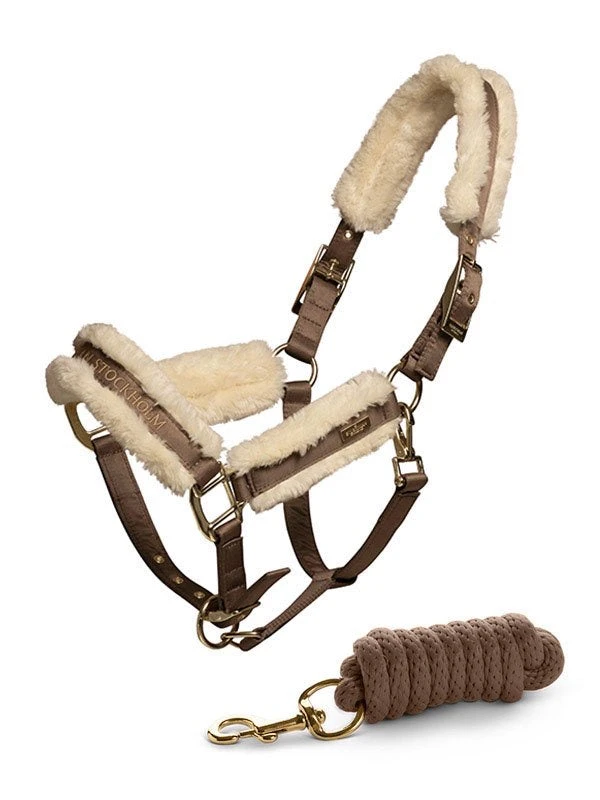 Equestrian Stockholm Fleece Headcollar & Lead Champagne 4 Equestrian Stockholm Fleece Headcollar & Lead Champagne - Image 2