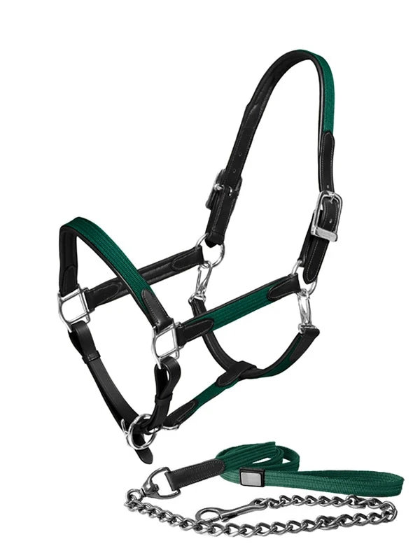 Equestrian Stockholm Leather Headcollar & Lead Sycamore Green 3 Equestrian Stockholm Leather Headcollar & Lead Sycamore Green