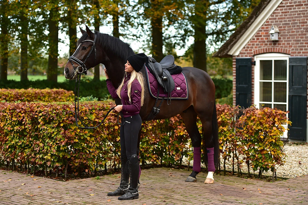 Equestrian Stockholm Bandages Purple Gold 5 Equestrian Stockholm Bandages Purple Gold - Image 3