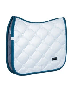 Equestrian Stockholm Dressage Saddle Pad White Blue Meadow 8 Equestrian Stockholm Dressage Saddle Pad White Blue Meadow -Equestrian Supply Store white blue meadow dressage saddle pad dressyrschabrak zadeldekje cob e