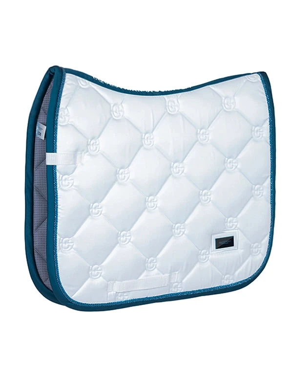 Equestrian Stockholm Dressage Saddle Pad White Blue Meadow 5 Equestrian Stockholm Dressage Saddle Pad White Blue Meadow - Image 3