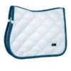 Equestrian Stockholm Jump Saddle Pad White Blue Meadow -Equestrian Supply Store white blue meadow jumping saddle pad hoppschabrak zadeldekje full e