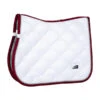 Equestrian Stockholm Jump Saddle Pad White Perfection Bordeaux -Equestrian Supply Store white bordeaux jump saddle pad hoppschabrak springschabrack spring zadeldekje full