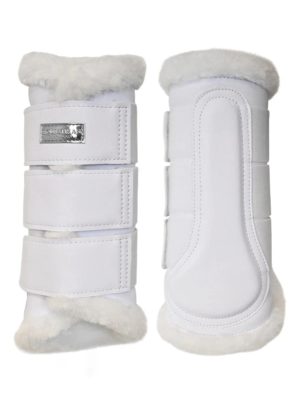 Equestrian Stockholm Fleece Brushing Boots White Silver 5 Equestrian Stockholm Fleece Brushing Boots White Silver - Image 3
